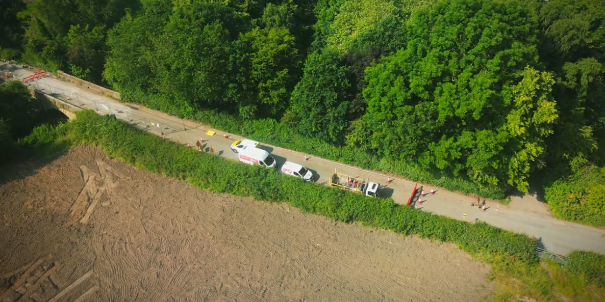 traffix-wrensbury-2 overhead shot of traffic management in wrensbury, cheshire
