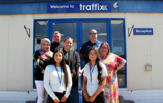 traffix-work-experience Gabby and Michelle Morrissey on work experience with the Traffix crew