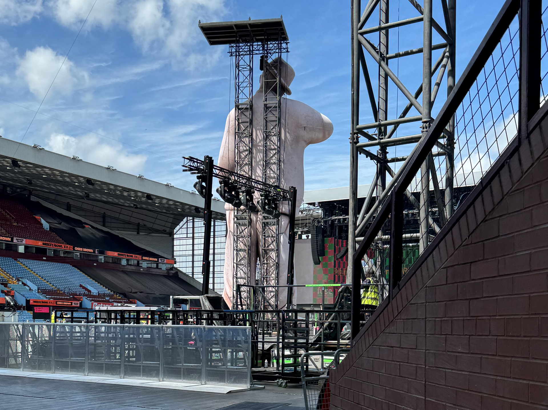 concert preparations at villa park